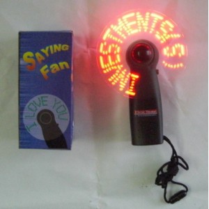 Portable fan with personalised light up message